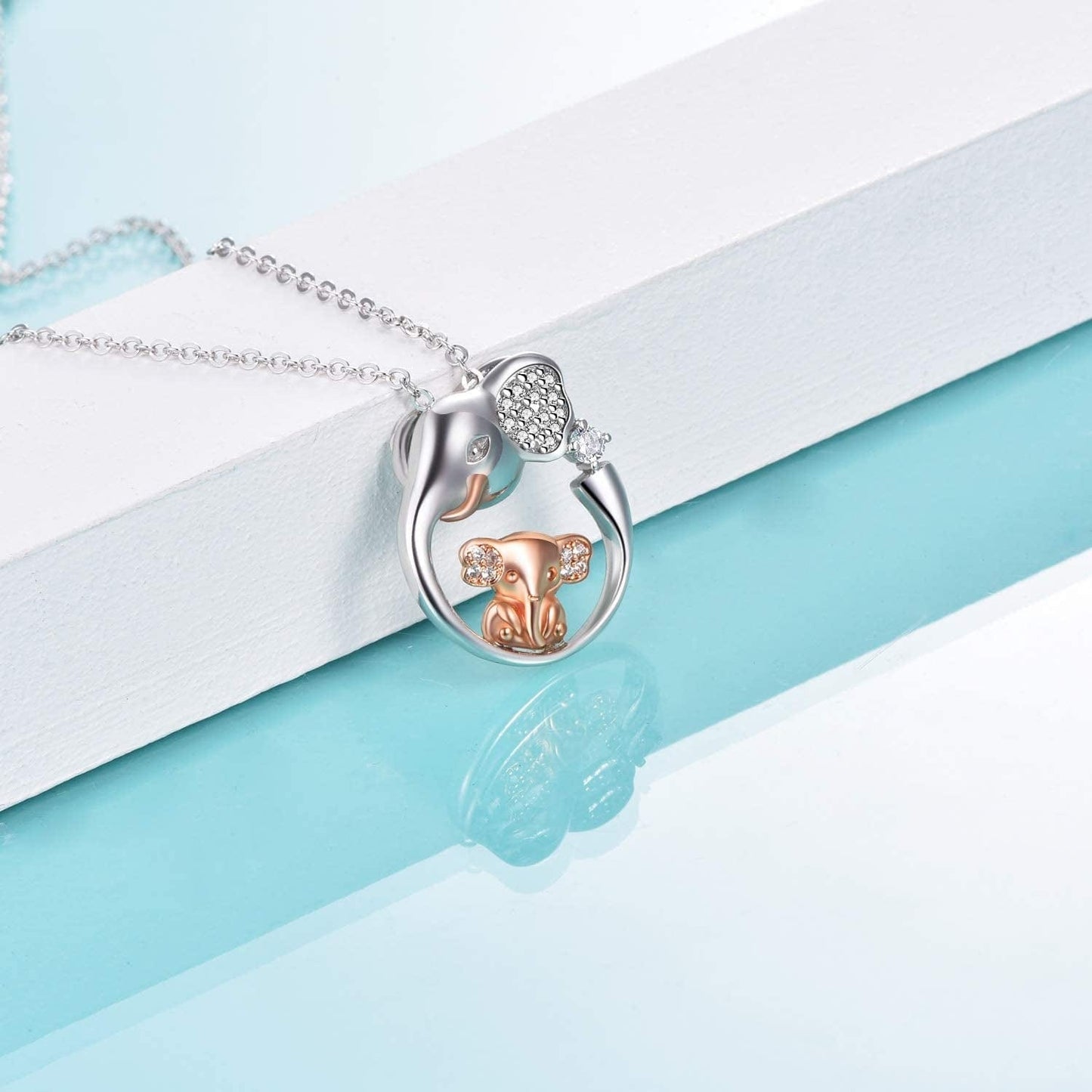 Elephants Family Pendant Necklace Sterling Silver Elephant Jewelry