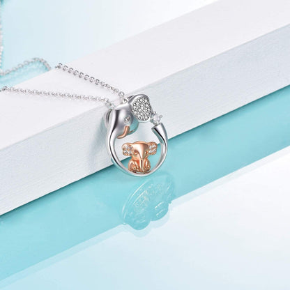 Elephants Family Pendant Necklace Sterling Silver Elephant Jewelry