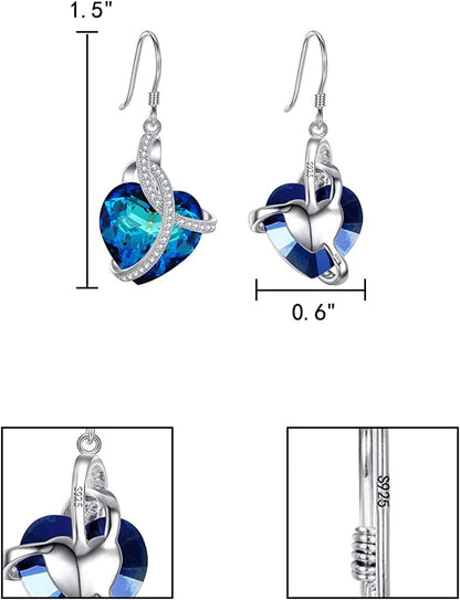 Elequeen 925 Sterling Silver Cz"Courageous Heart" Inspired Hook Drop Earrings Made with Austrian Crystals