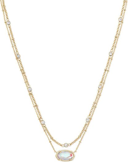 Elisa Crystal Multi Strand Necklace, Fashion Jewelry for Women GOLD - DICHROIC GLASS