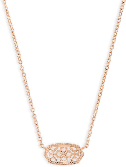 Elisa Pendant Necklace for Women, Fashion Jewelry, 14K Gold-Plated ROSE GOLD - ROSE GOLD FILIGREE