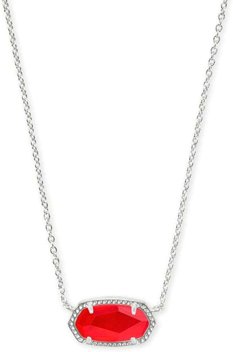 Elisa Pendant Necklace for Women, Fashion Jewelry, 14K Gold-Plated RHODIUM - RED ILLUSION