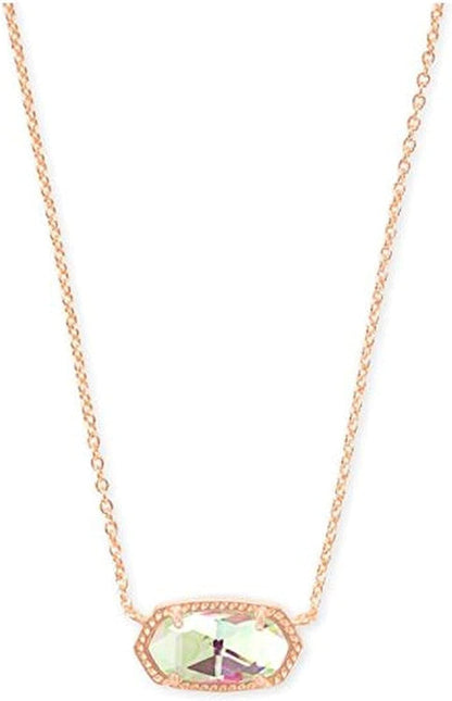 Elisa Pendant Necklace for Women, Fashion Jewelry, 14K Gold-Plated ROSE GOLD - DICHROIC GLASS