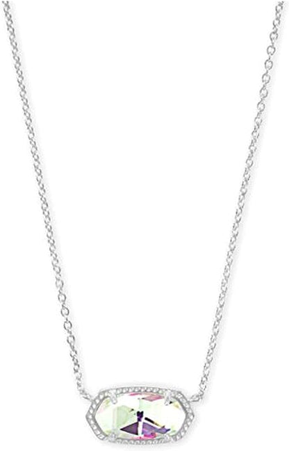 Elisa Pendant Necklace for Women, Fashion Jewelry, 14K Gold-Plated RHODIUM - DICHROIC GLASS
