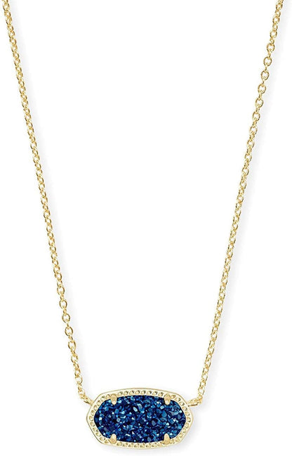 Elisa Pendant Necklace for Women, Fashion Jewelry, 14K Gold-Plated GOLD - BLUE DRUSY
