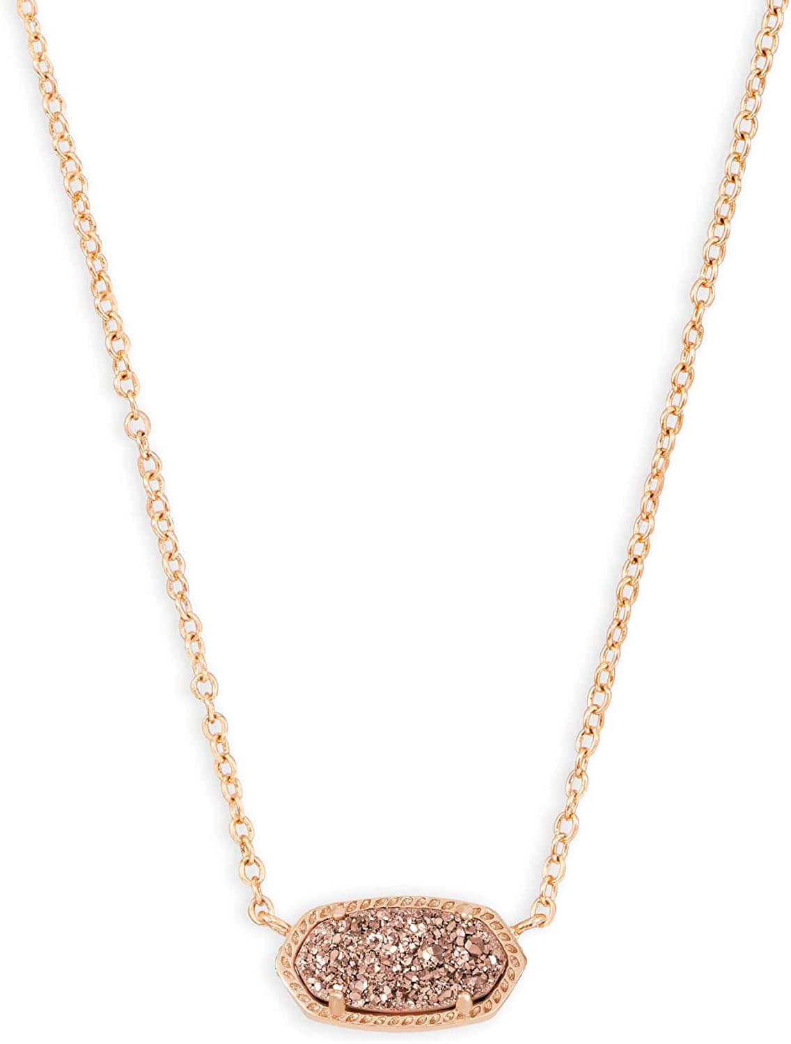 Elisa Pendant Necklace for Women, Fashion Jewelry, 14K Gold-Plated ROSE GOLD - ROSE GOLD DRUSY