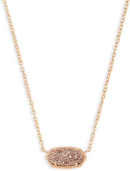 Elisa Pendant Necklace for Women, Fashion Jewelry, 14K Gold-Plated ROSE GOLD - ROSE GOLD DRUSY