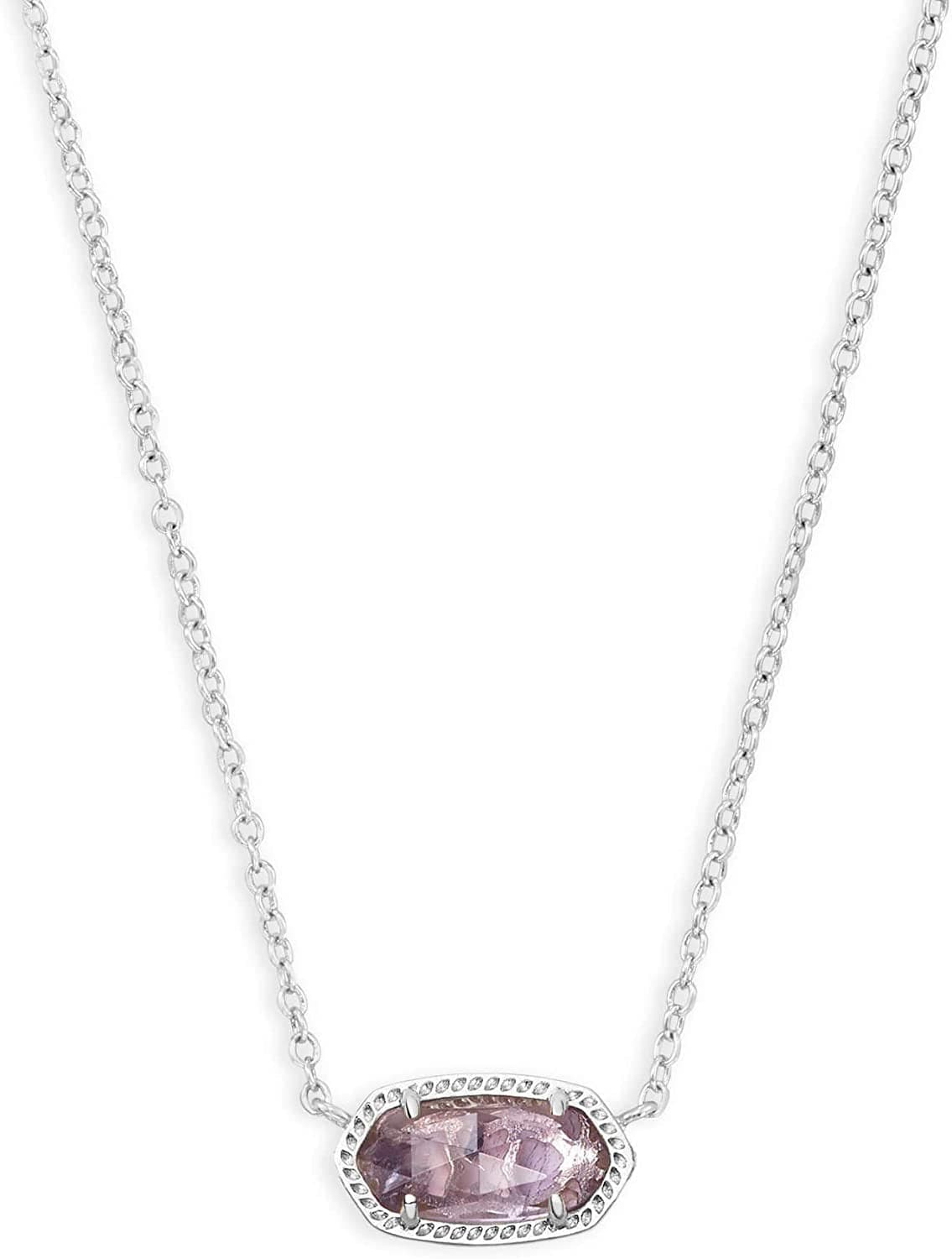 Elisa Pendant Necklace for Women, Fashion Jewelry, 14K Gold-Plated RHODIUM - PURPLE AMETHYST