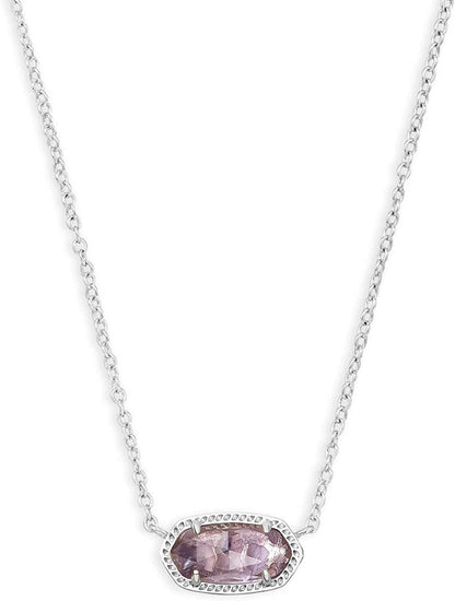 Elisa Pendant Necklace for Women, Fashion Jewelry, 14K Gold-Plated RHODIUM - PURPLE AMETHYST