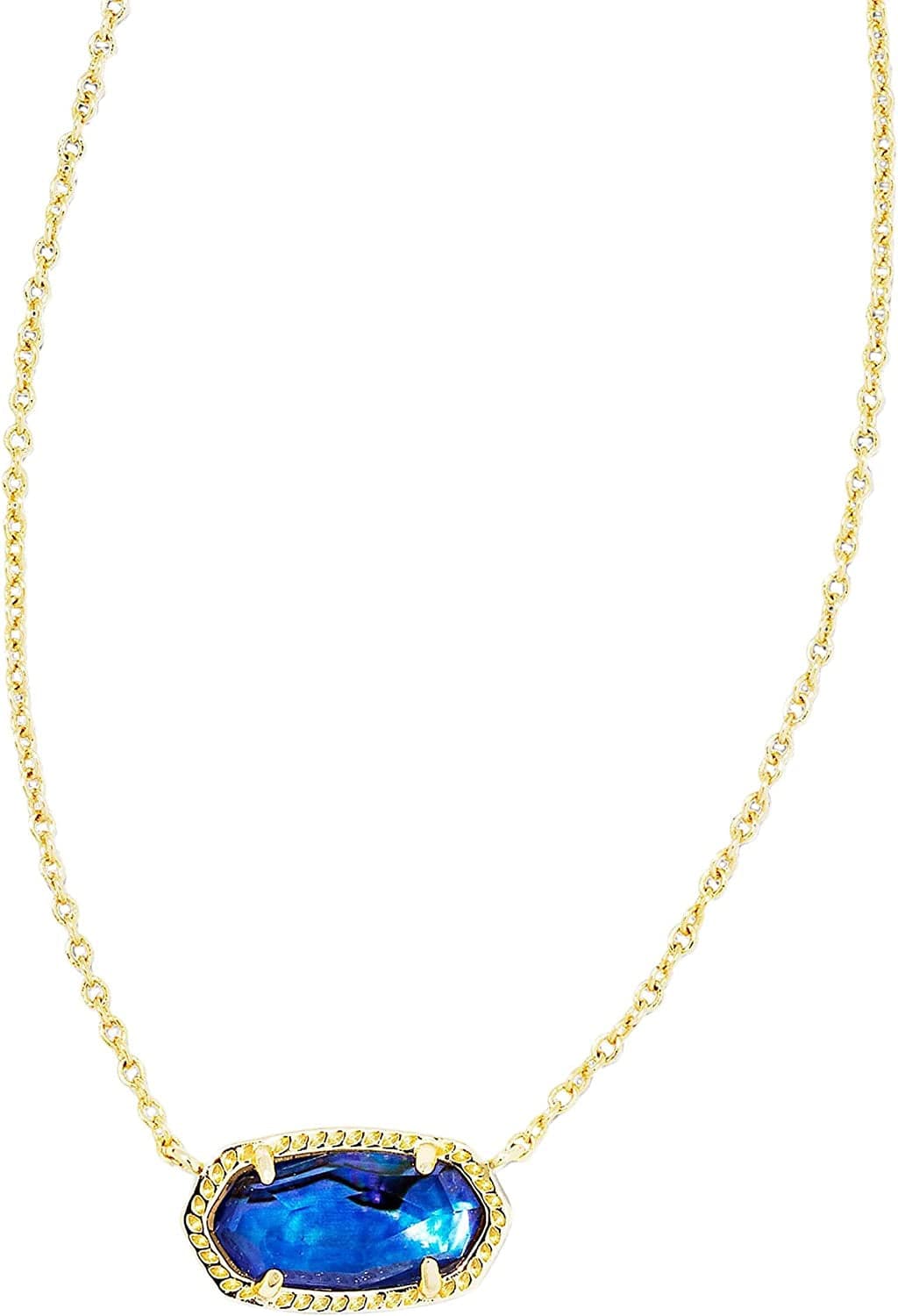 Elisa Pendant Necklace for Women, Fashion Jewelry, 14K Gold-Plated Gold Navy Abalone