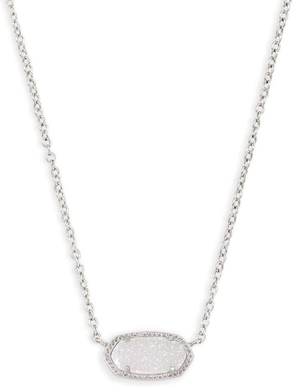 Elisa Pendant Necklace for Women, Fashion Jewelry, 14K Gold-Plated RHODIUM - IRIDESCENT DRUSY