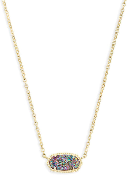 Elisa Pendant Necklace for Women, Fashion Jewelry, 14K Gold-Plated GOLD - MULTI DRUSY