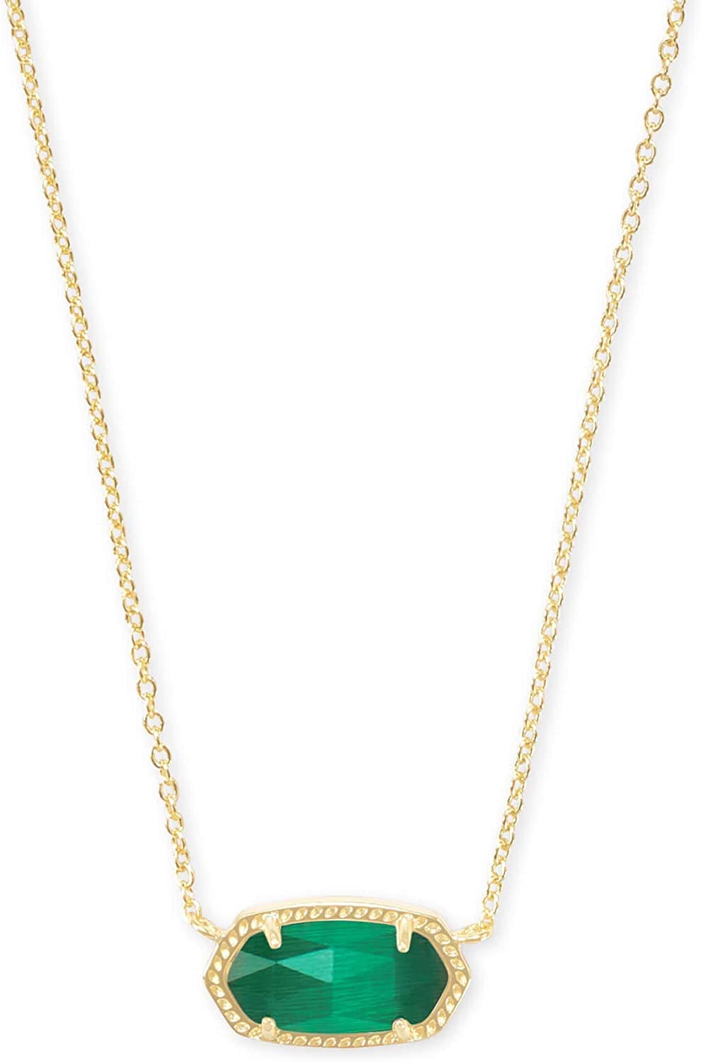 Elisa Pendant Necklace for Women, Fashion Jewelry, 14K Gold-Plated GOLD - EMERALD CATS EYE