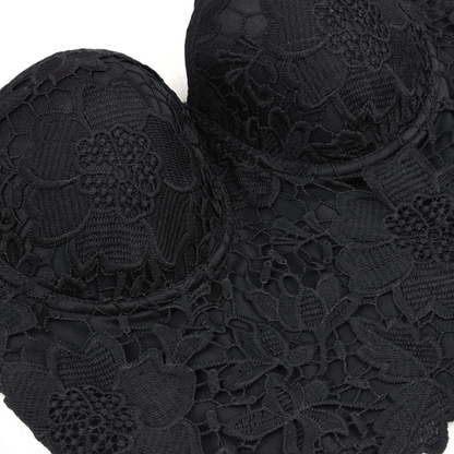 ELLACCI Women'S Floral Lace Bustier Crop Top Gothic Corset Bra Tops Black Apparel & Accessories > Clothing > Underwear & Socks > Lingerie ELLACCI   