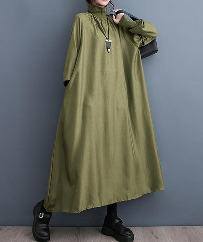 Ellazhu Women'S Autumn Fall High Neck Drop Shoulder Long Sleeve Pullover H-Line Dress GY2820