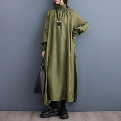 Ellazhu Women'S Autumn Fall High Neck Drop Shoulder Long Sleeve Pullover H-Line Dress GY2820