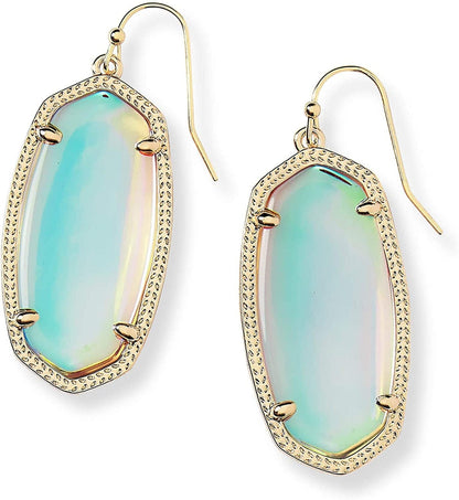 Elle Drop Earrings for Women GOLD - IRIDESCENT DICHROIC GLASS