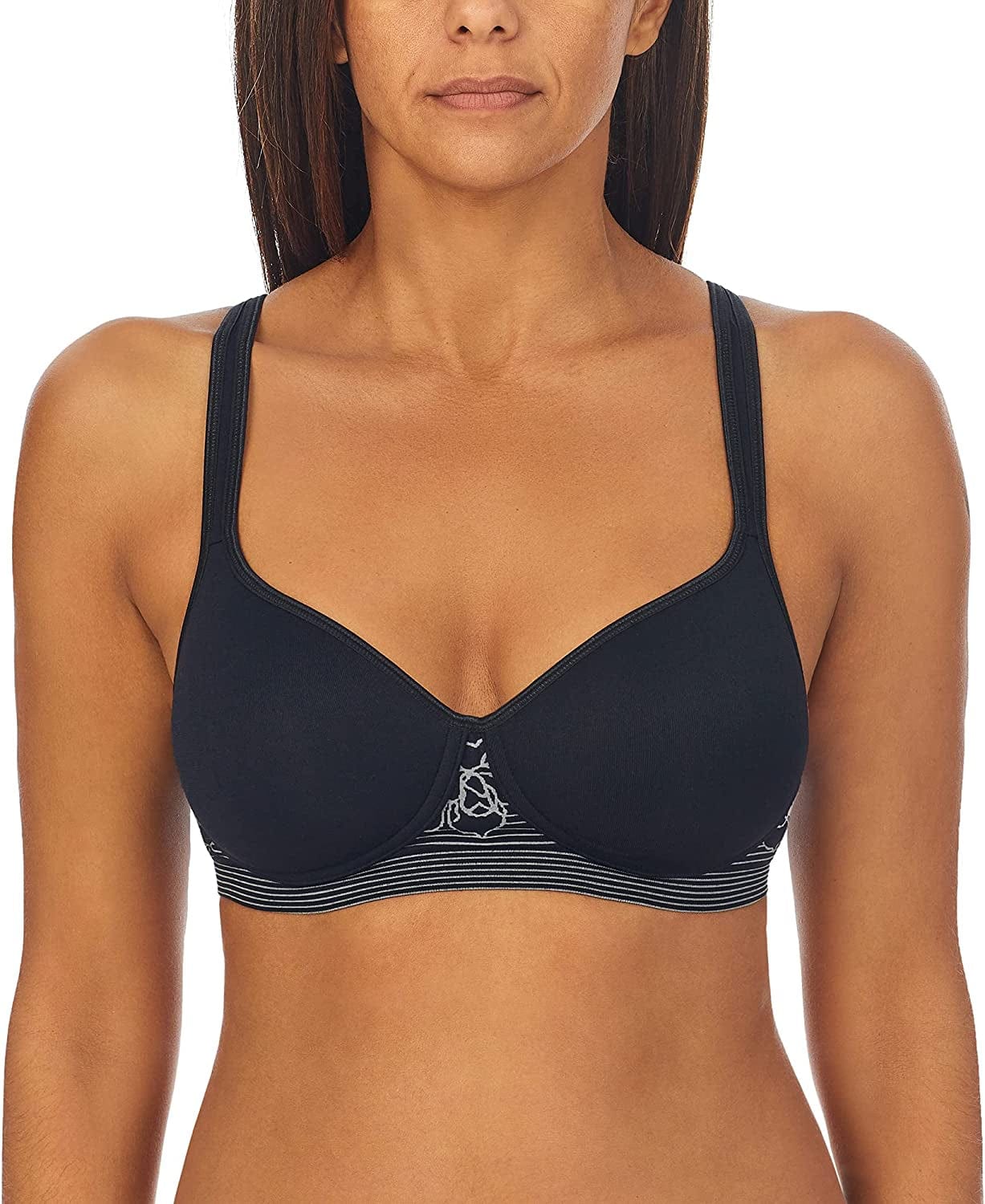 ELLEN TRACY Company Seamless Curves Floral Wirefree Comfort Bra Black / 38B