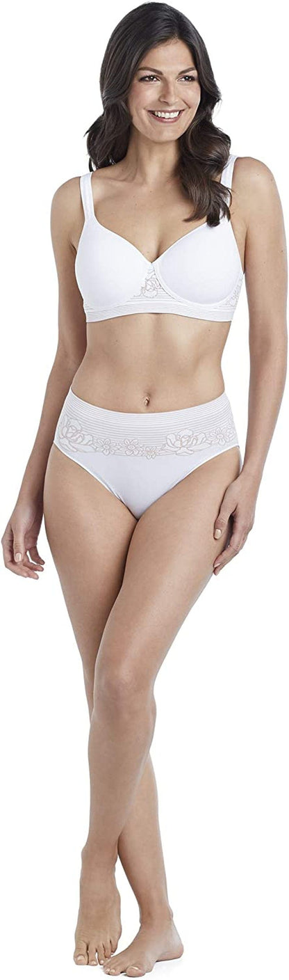 ELLEN TRACY Company Seamless Curves Floral Wirefree Comfort Bra White / 38B