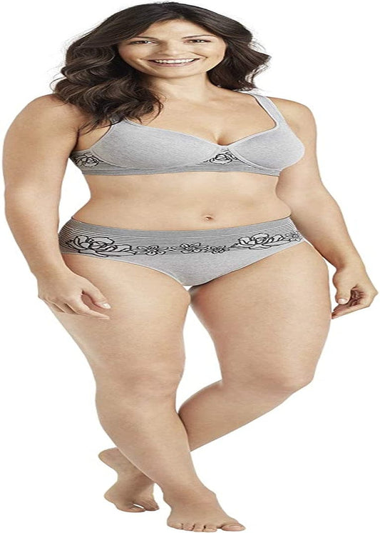 ELLEN TRACY Company Seamless Curves Floral Wirefree Comfort Bra Heather Grey / 38B