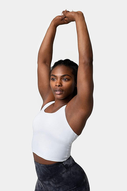 Ellyn Tank Top Crop Sports Bra for Women Soft Padded Built-In Bra Longline Yoga Running Workout
