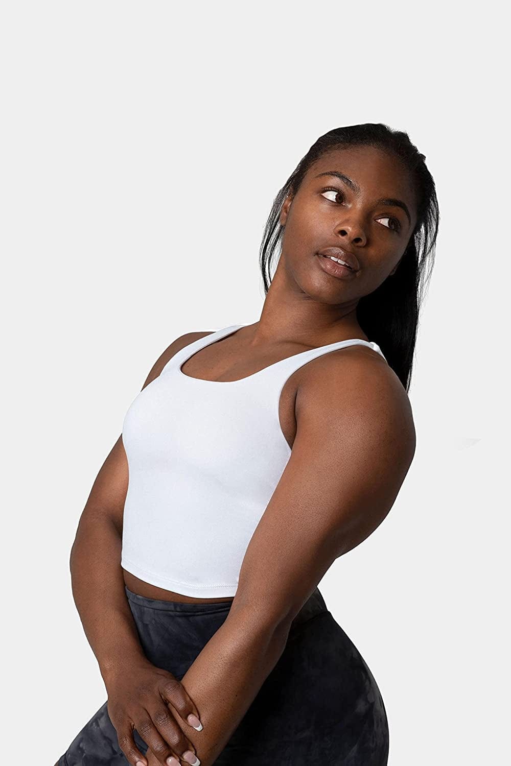 Ellyn Tank Top Crop Sports Bra for Women Soft Padded Built-In Bra Longline Yoga Running Workout
