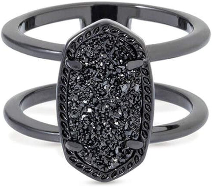 Elyse Ring for Women, Fashion Jewelry GUNMETAL - BLACK DRUSY / 6