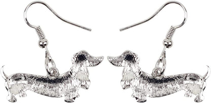 Enamel Alloy Dachshund Dog Earrings Dangle Drop Fashion Cute Animal Jewelry for Women Girls Gift Charms