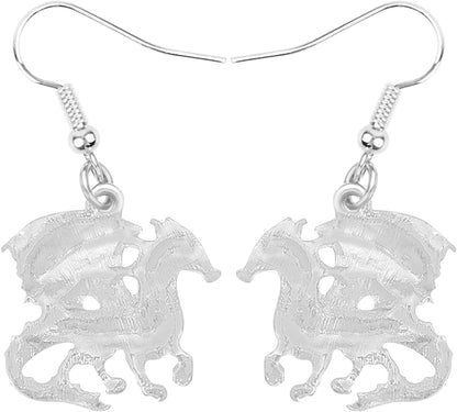 Enamel Alloy Dinosaur Fantasy Dragon Earrings Drop Dangle Unique Animal Jewelry for Women Girls