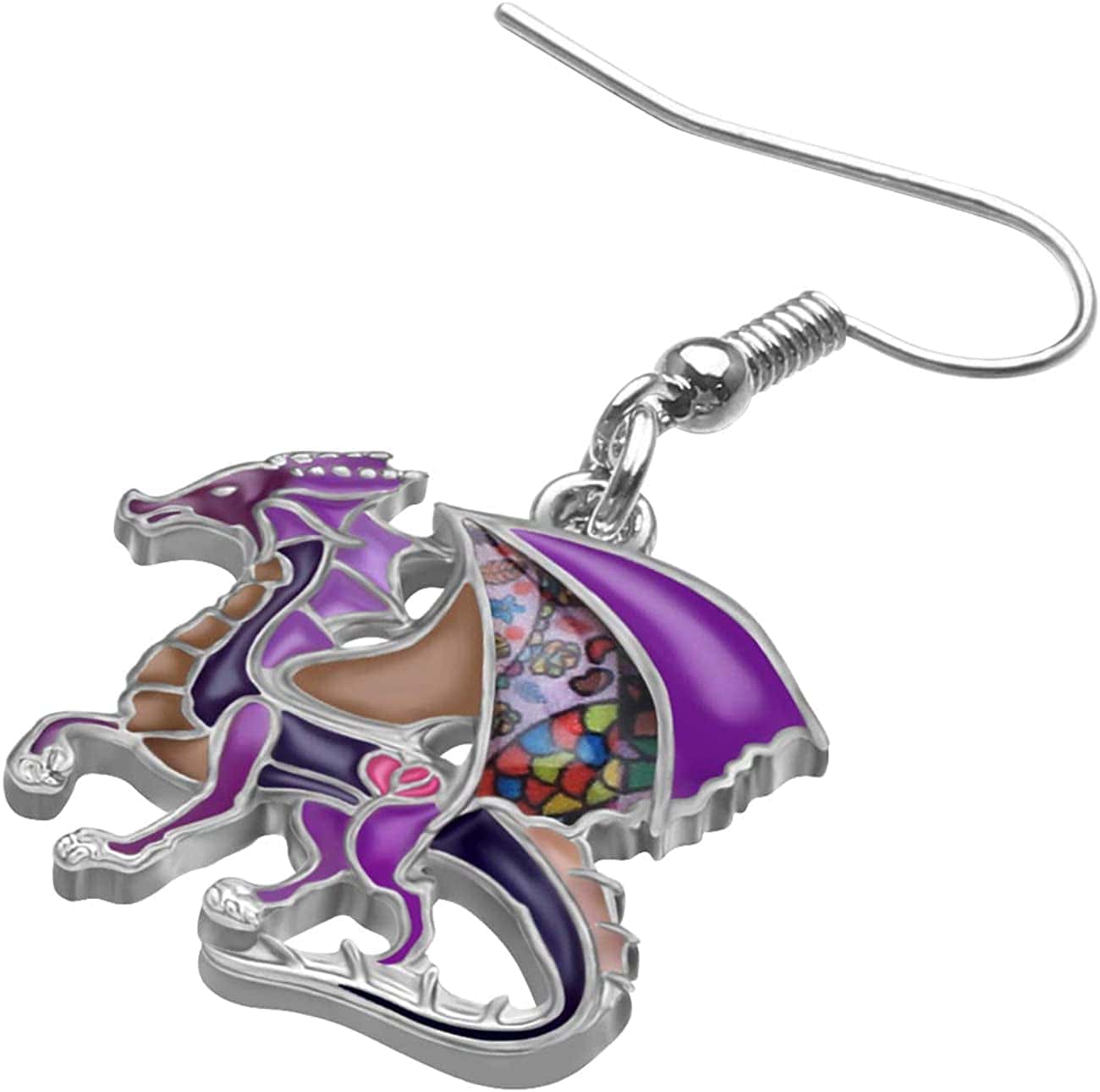 Enamel Alloy Dinosaur Fantasy Dragon Earrings Drop Dangle Unique Animal Jewelry for Women Girls