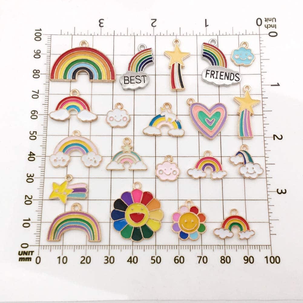 Enamel Cloud Star Unicorn Rainbow Charms Best Friends Heart Flower Mixed Charms for Jewelry Making Bracelet Necklace Earring Pendant Craft Making Finding for Kids Girls 40Pcs