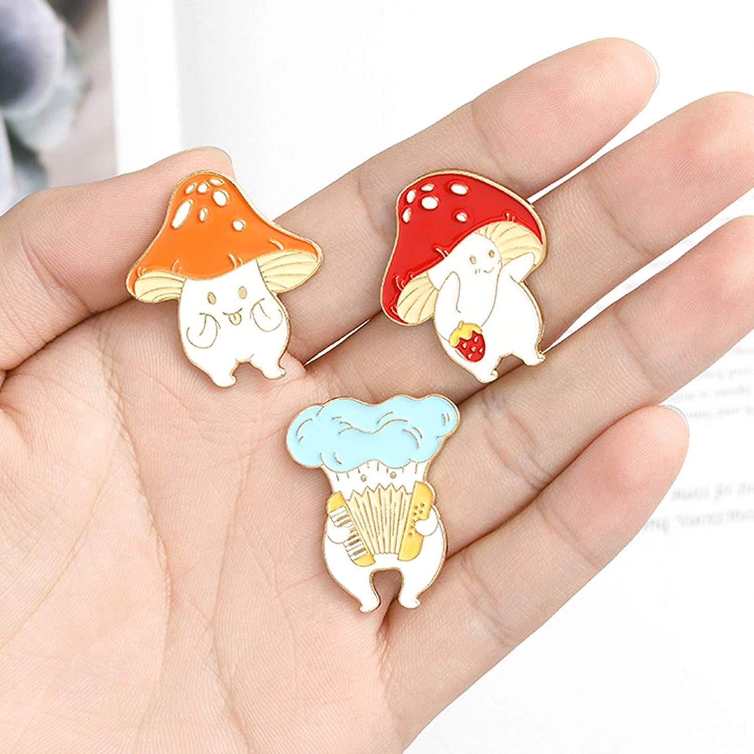 Enamel Pin Brooches Cute Mushroom Lapel Badge Cartoon Plant Enamel Pin Set for Backpack Cloths Hats Funny Button Pins Jewelry Set
