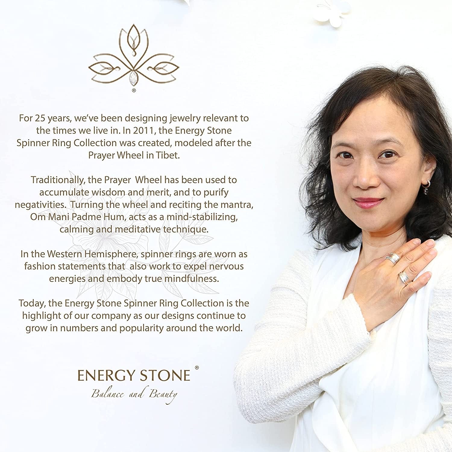 Energy Stone Ferris Wheel Japanese Opalite Sterling Silver Stacking Ring (Style ST07)