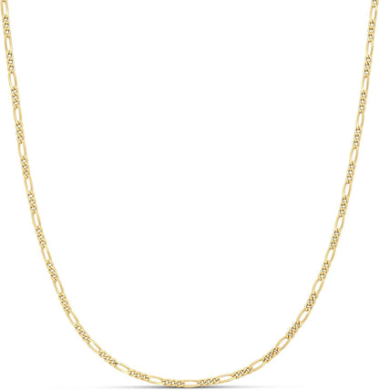 Essentials 14K Gold or Sterling Silver Plated Figaro Necklace Yellow Gold / 2mm Wide / 18 inches