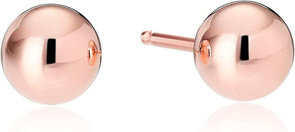 Essentials Plated Sterling Silver Polished Ball Stud Earrings Rose Gold Plated Sterling Silver / 4mm