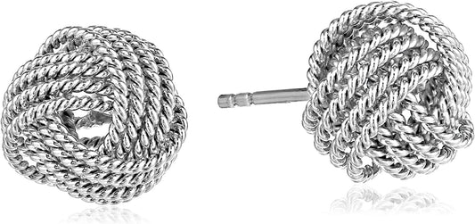 Essentials Plated Sterling Silver Twisted Love Knot Stud Earrings Sterling Silver