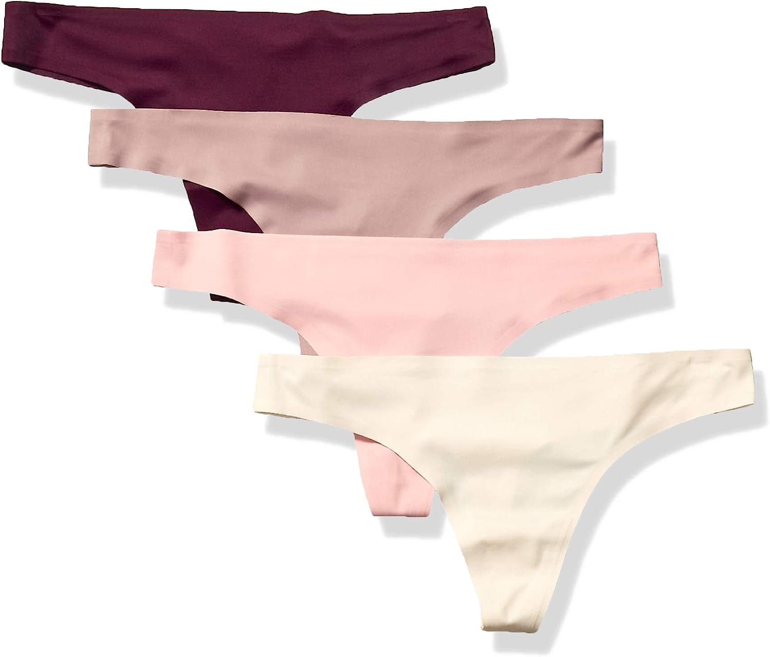 Essentials Women'S Seamless Bonded Stretch Thong Underwear, Pack of 4 Warm Tones / Medium