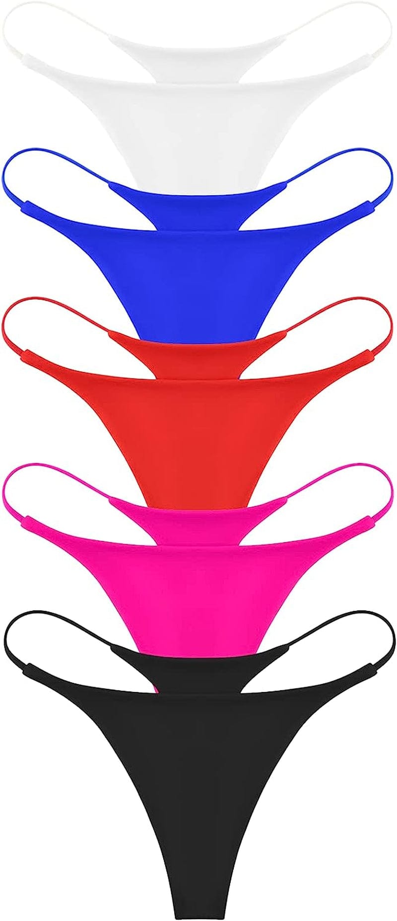 ETAOLINE Women'S Thong Bikini Cheeky Bottom Solid G String Panties 5 Pack / Large