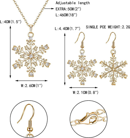 EVER FAITH Austrian Crystal Snowflake Flower Pendant Necklace Earrings Set