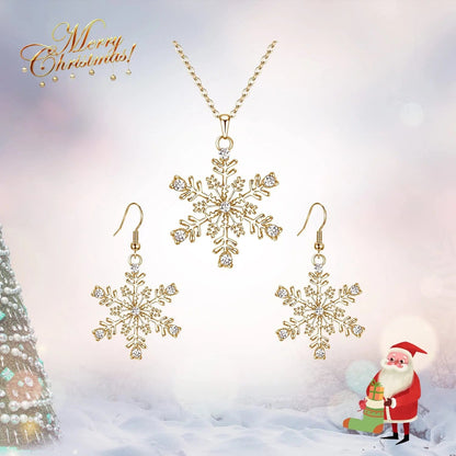 EVER FAITH Austrian Crystal Snowflake Flower Pendant Necklace Earrings Set