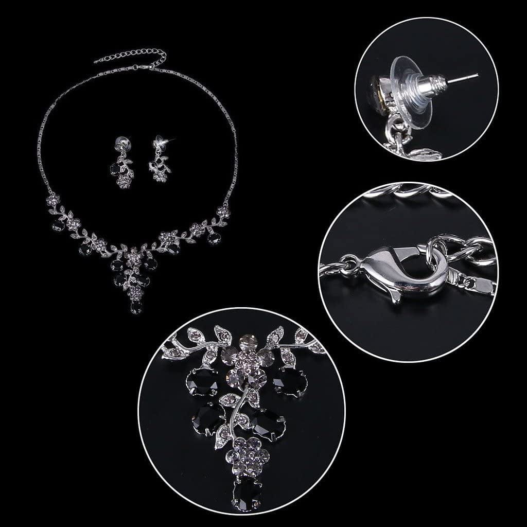 EVER FAITH Flower Leaf Necklace Earrings Set Austrian Crystal