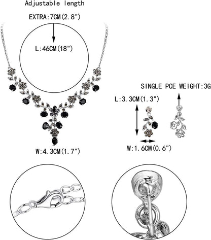 EVER FAITH Flower Leaf Necklace Earrings Set Austrian Crystal