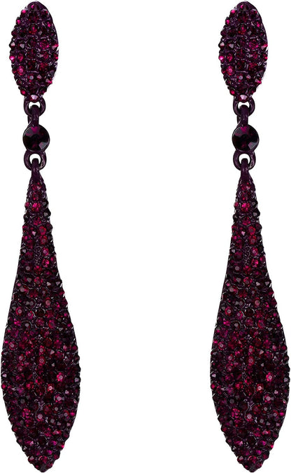 EVER FAITH Women'S Austrian Crystal Double Waterdrop Pierced Dangle Earrings 4_Purple Purple-Tone