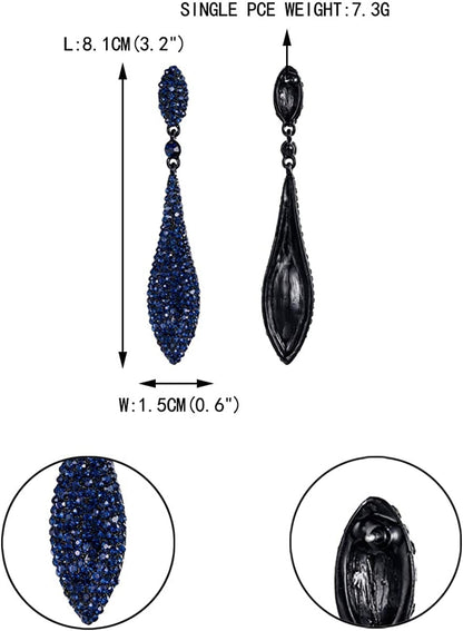 EVER FAITH Women'S Austrian Crystal Double Waterdrop Pierced Dangle Earrings
