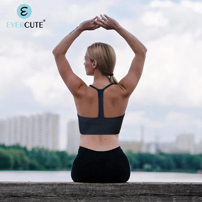 Evercute Racerback Sports Bras Padded Y Racer Back Cropped Bras for Yoga Workout Fitness Low Impact
