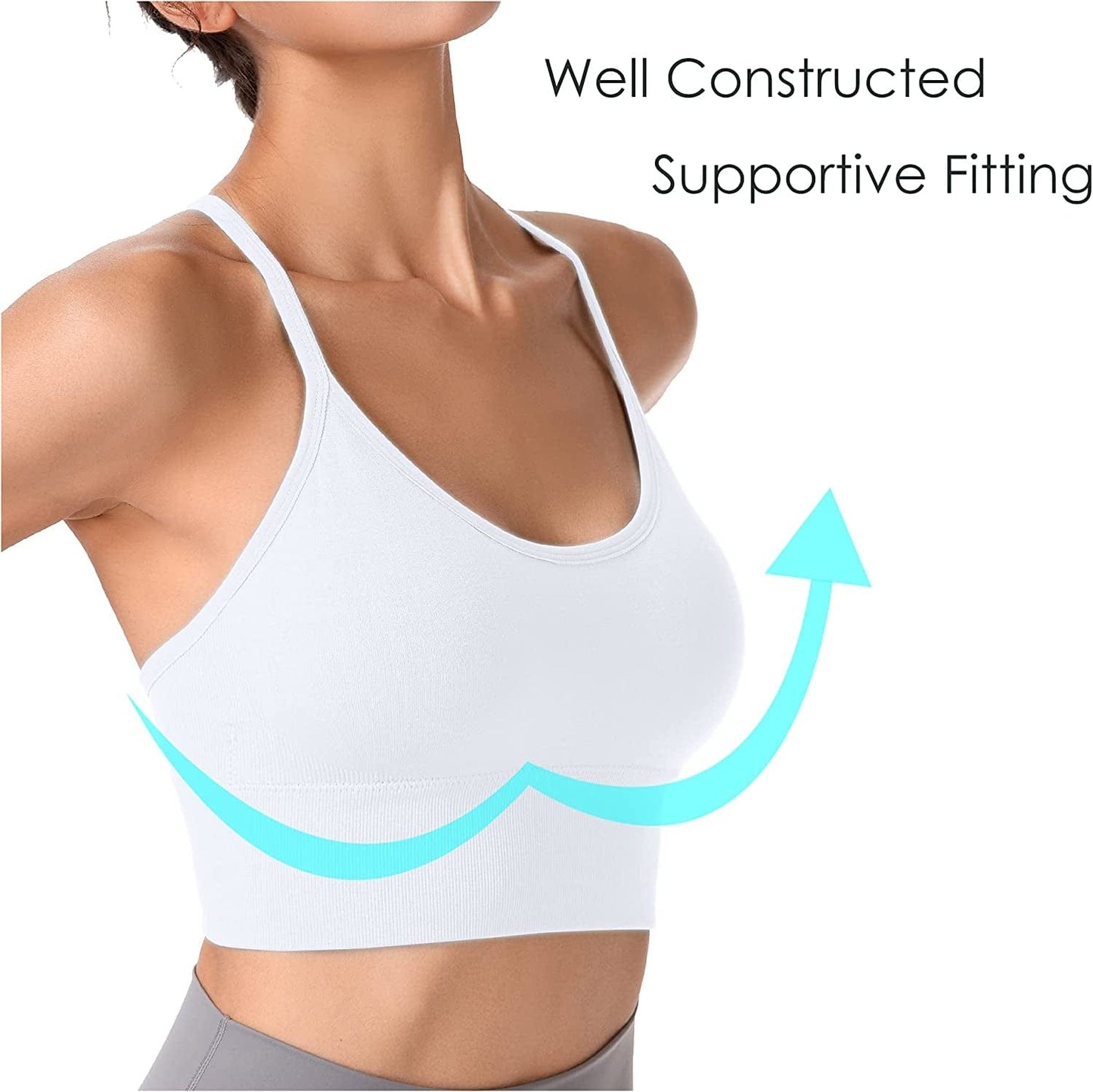 Evercute Racerback Sports Bras Padded Y Racer Back Cropped Bras for Yoga Workout Fitness Low Impact