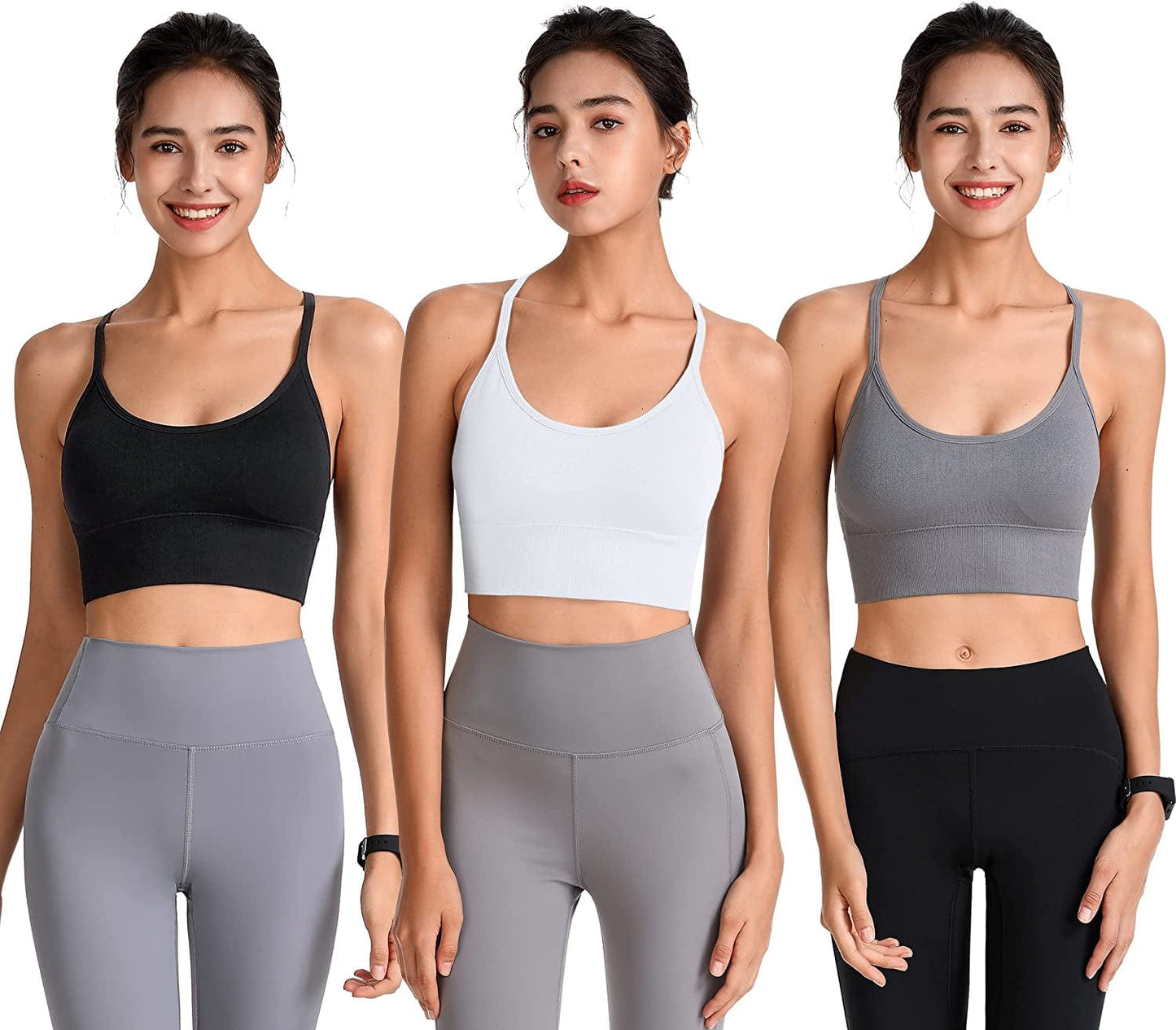 Evercute Racerback Sports Bras Padded Y Racer Back Cropped Bras for Yoga Workout Fitness Low Impact