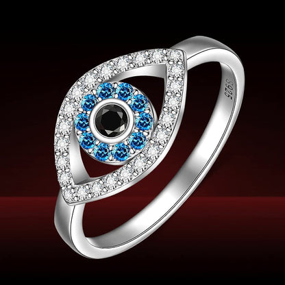Evil Eye Ring Sterling Silver Protection Blue Sapphire Spiritual Turkish Rings for Women Men Mal De Ojo Greek Nazar Amulet Jewelry Size 6-10