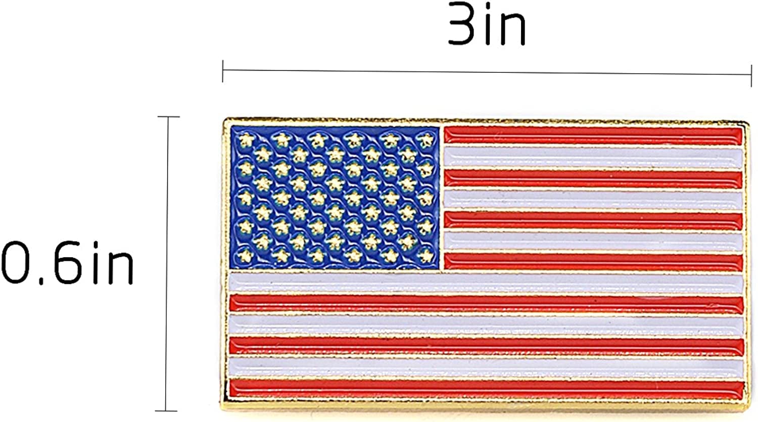 Exquisite American Flag Lapel Pin -The Stars and Stripes -Solid Metal Flag Lapel Pin-Gold Tone (10 Pack Rectangle)