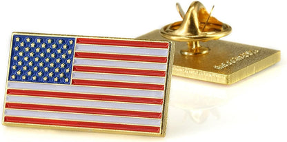 Exquisite American Flag Lapel Pin -The Stars and Stripes -Solid Metal Flag Lapel Pin-Gold Tone (10 Pack Rectangle)